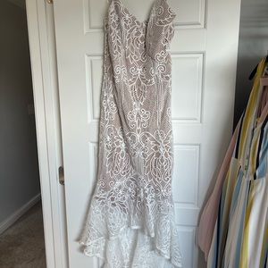 DO + BE White Lace Pencil Midi Dress